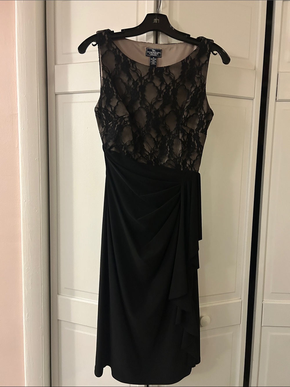 American Living Evenings Black Lace-Overlay Cocktail Dress